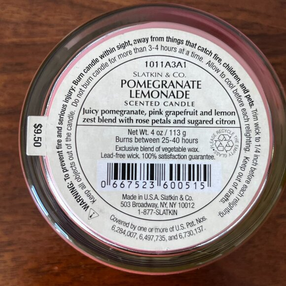 Unused Vtg. Bath & Body Works Slatkin Pomegranate Lemonade Candle 4 Oz Signature - Picture 5 of 8